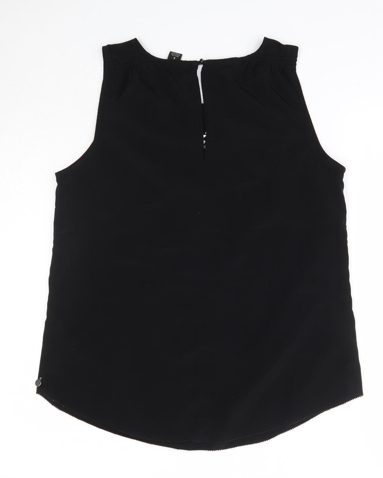 Maison Scotch Womens Black  Polyester Basic Blouse Size M Round Neck