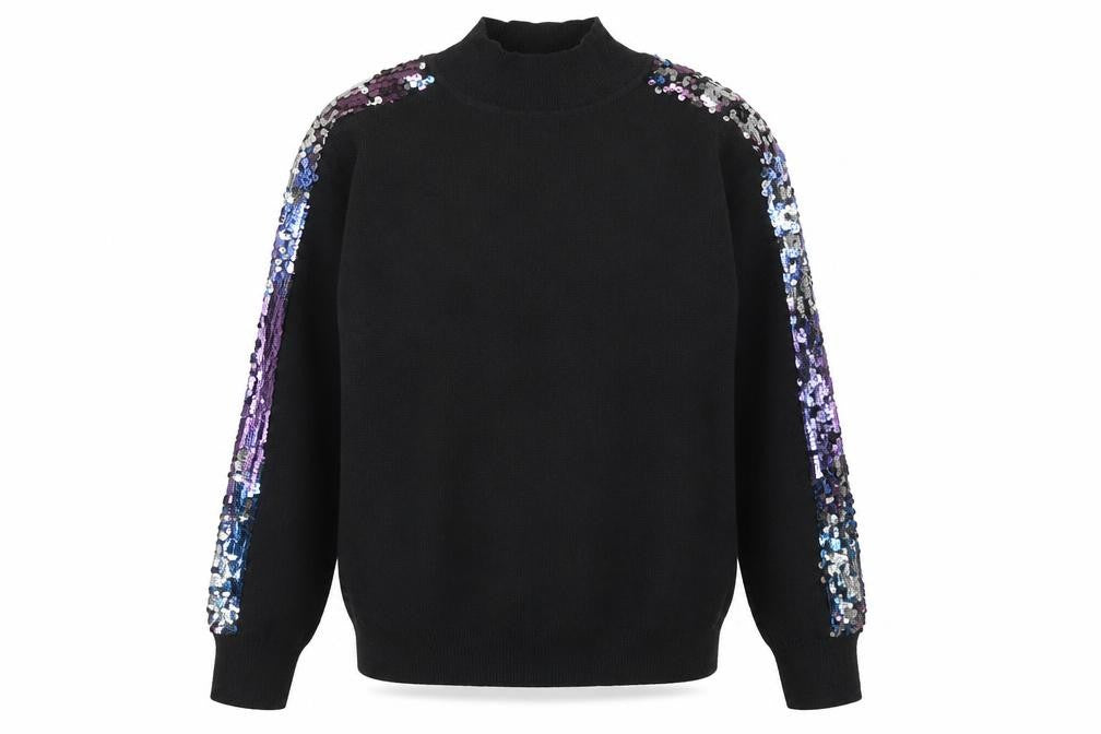 QED London Mens Black Mock Neck  Acrylic Pullover Jumper Size S