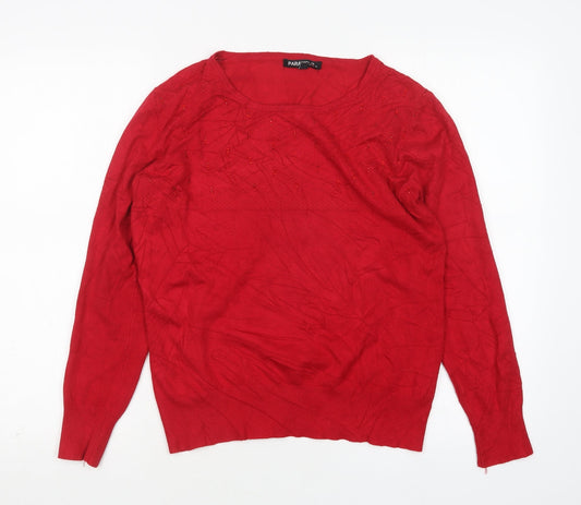 Paramour Womens Red Round Neck  Viscose Pullover Jumper Size M