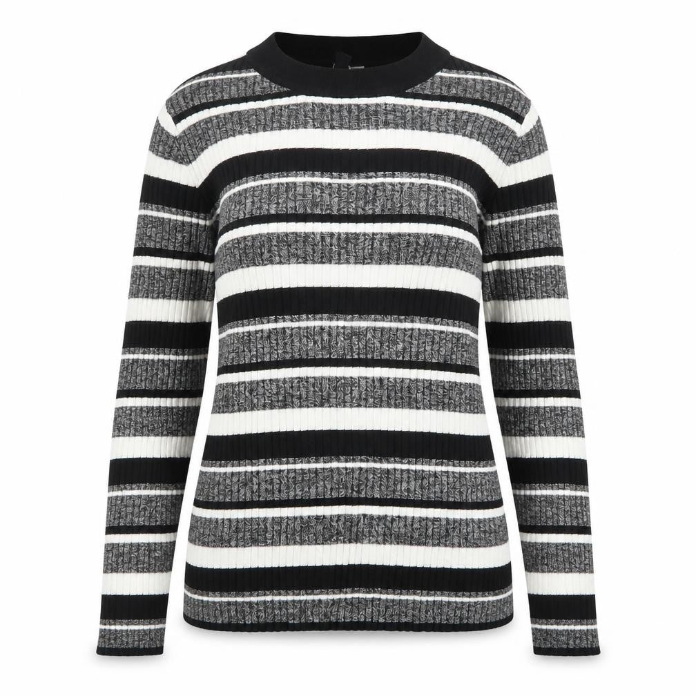 H&M Womens Multicoloured Round Neck Striped Viscose Pullover Jumper Size M