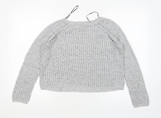 H&M Girls Grey Round Neck  Acrylic Pullover Jumper Size 11-12 Years