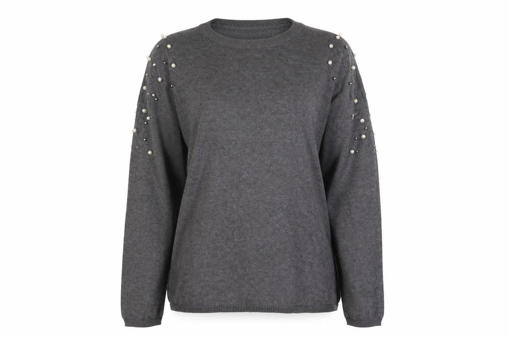 Peacocks Womens Grey Round Neck  Acrylic Pullover Jumper Size 14