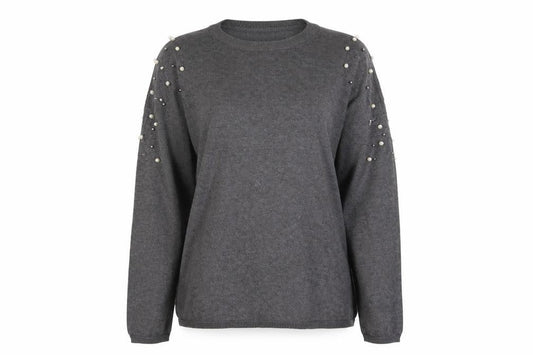 Peacocks Womens Grey Round Neck  Acrylic Pullover Jumper Size 14