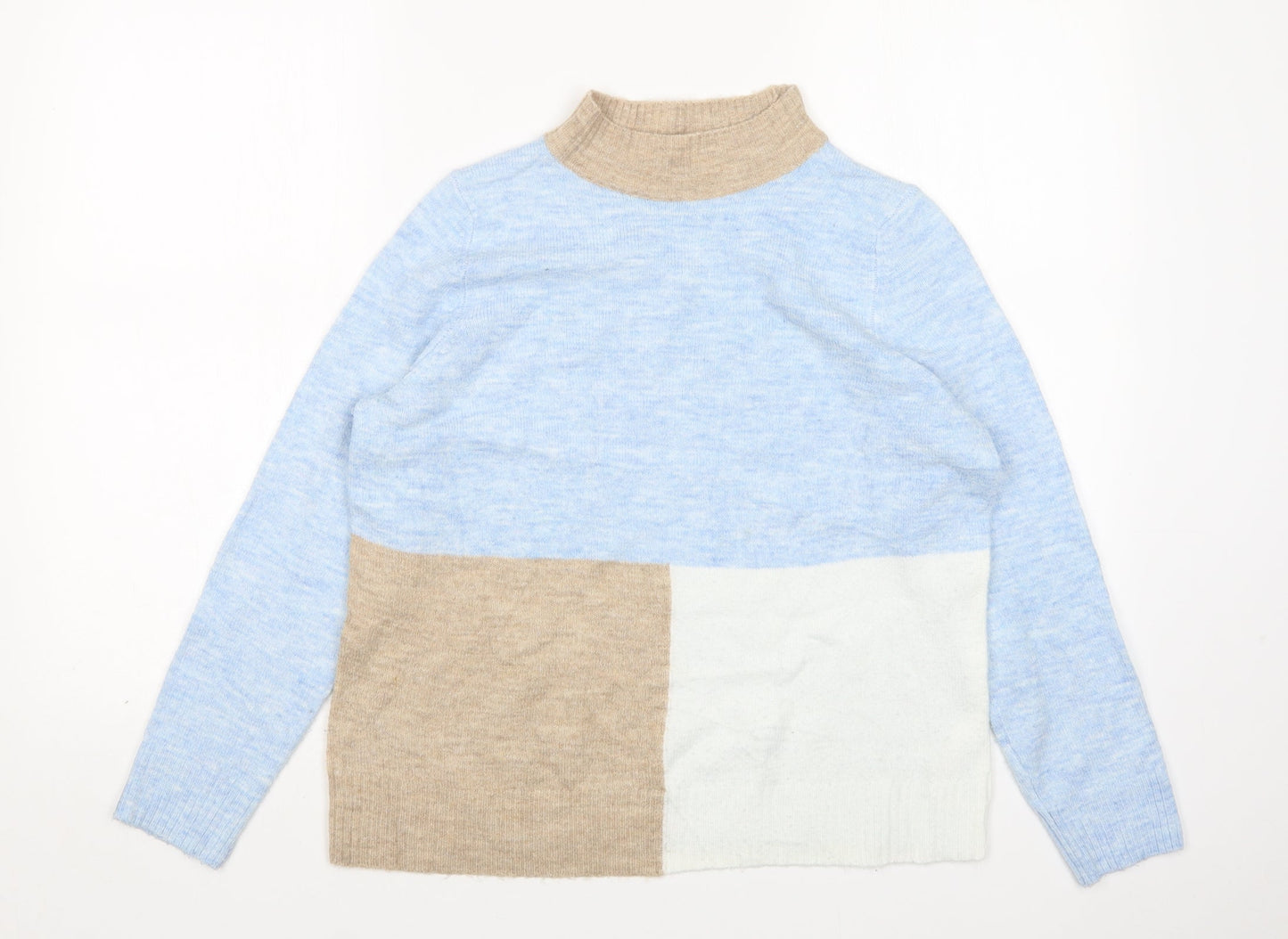 M&C Womens Multicoloured Mock Neck  Acrylic Pullover Jumper Size 14