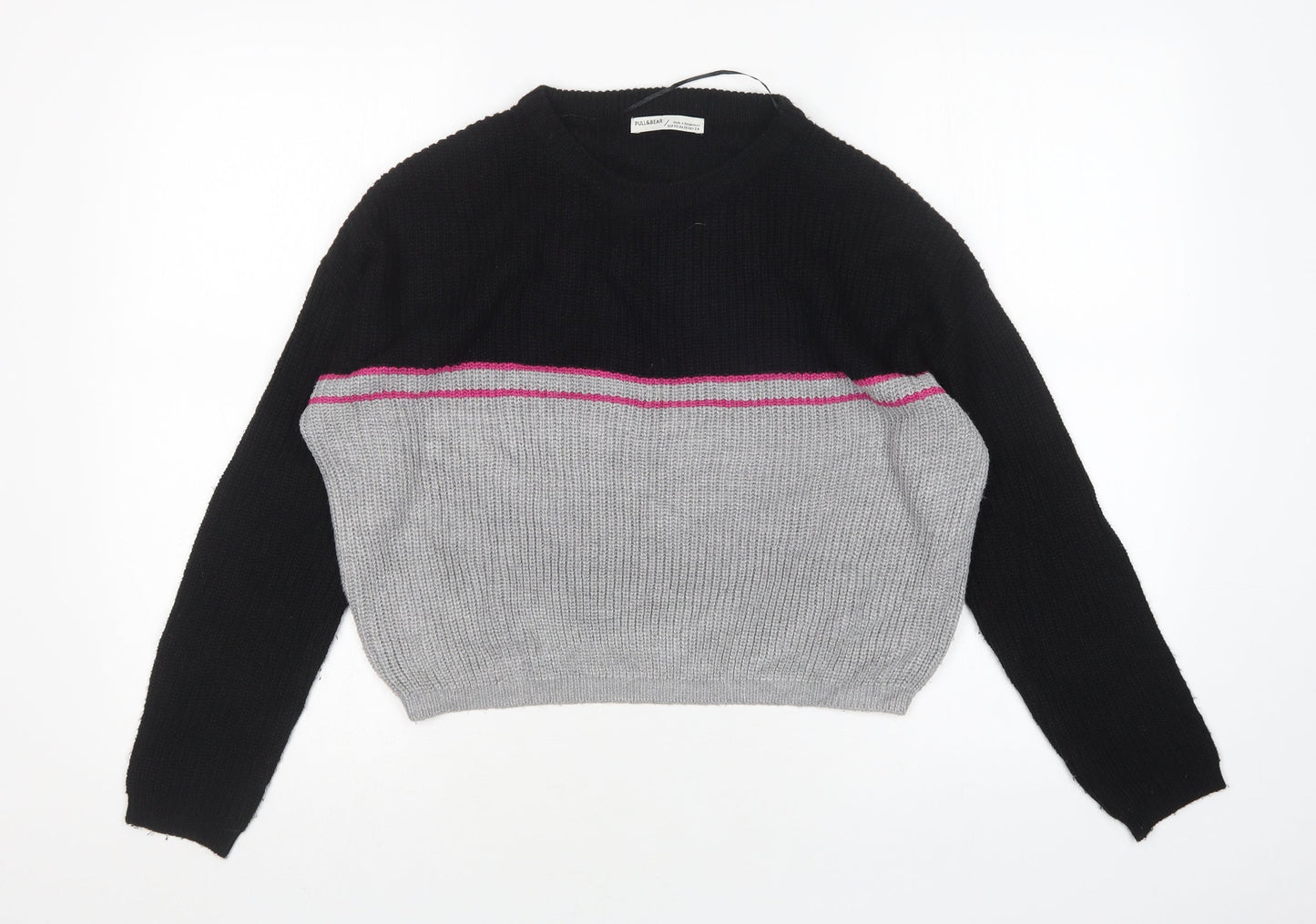 Pull&Bear Womens Multicoloured Round Neck  Acrylic Pullover Jumper Size XS