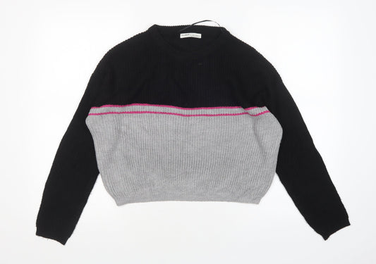 Pull&Bear Womens Multicoloured Round Neck  Acrylic Pullover Jumper Size XS