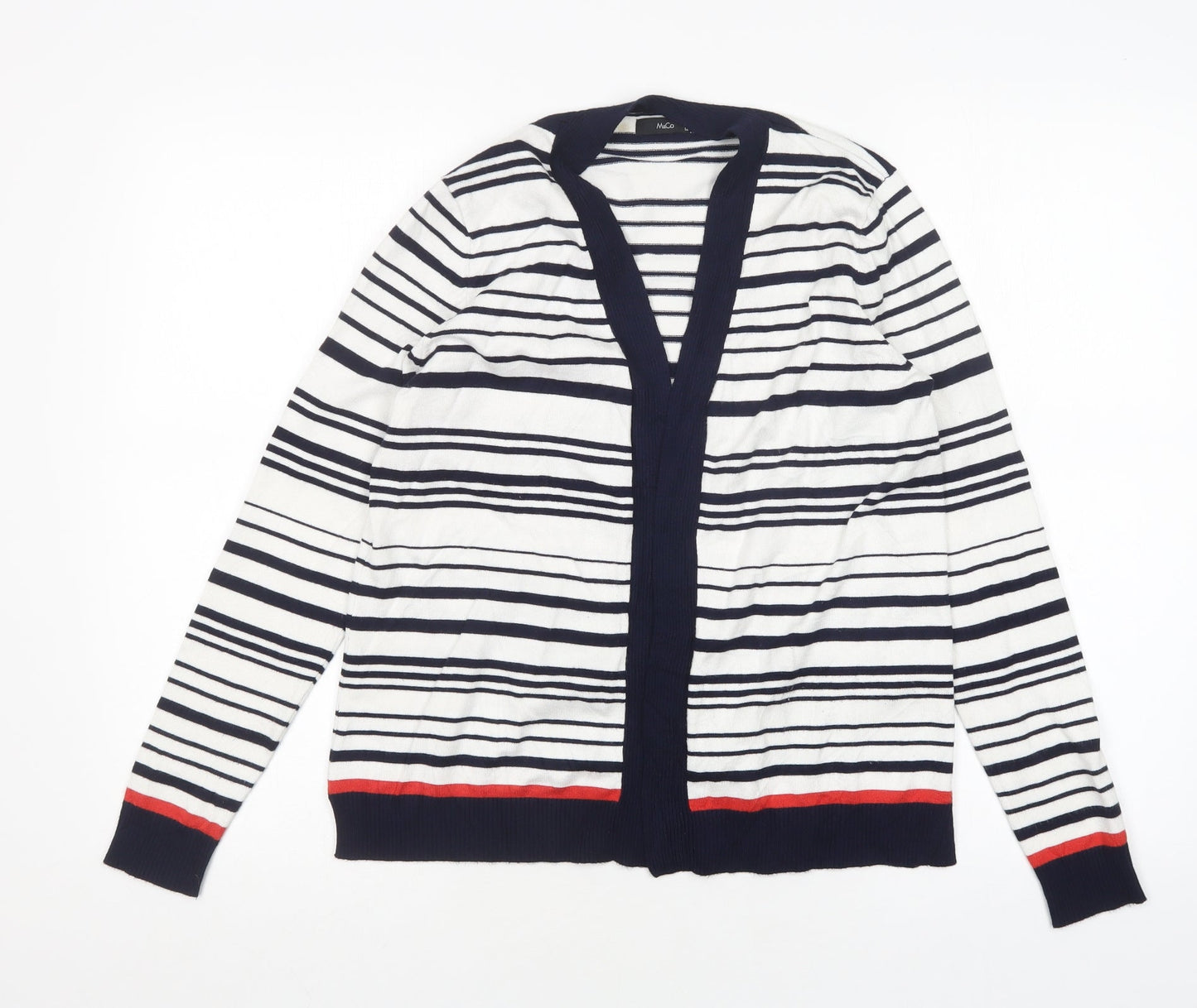 M&Co Womens Multicoloured V-Neck Striped Viscose Cardigan Jumper Size 12