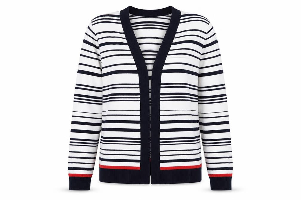M&Co Womens Multicoloured V-Neck Striped Viscose Cardigan Jumper Size 12