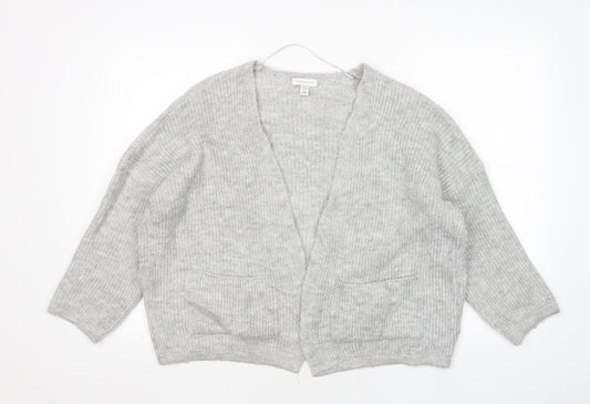 Topshop Womens Grey V-Neck  Acrylic Cardigan Jumper Size XS
