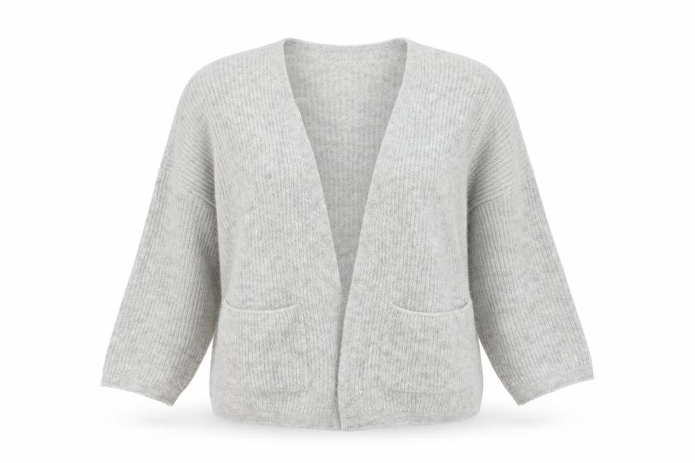 Topshop Womens Grey V-Neck  Acrylic Cardigan Jumper Size XS