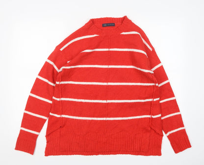 Preloved M&S Womens Multicoloured Round Neck Striped Acrylic Pullover Jumper Size M - Front