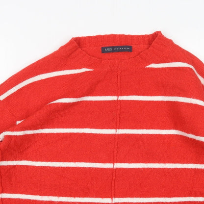 Preloved M&S Womens Multicoloured Round Neck Striped Acrylic Pullover Jumper Size M - Detail