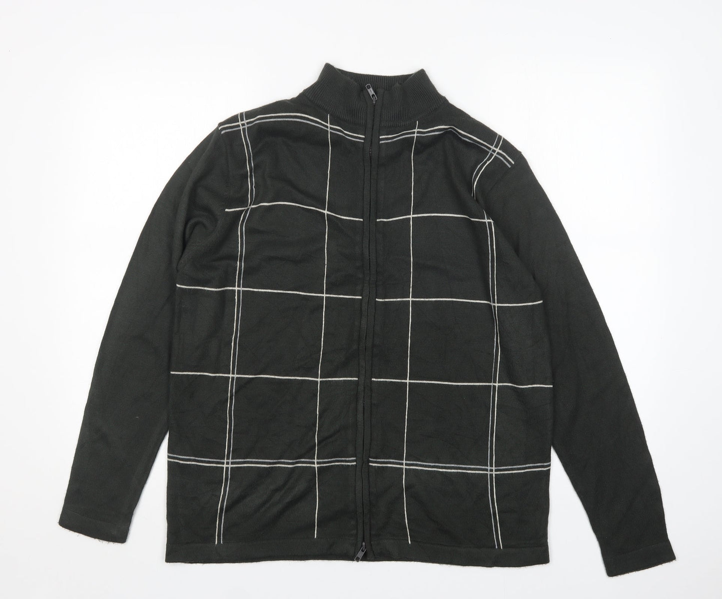 Cedar Wood State Mens Multicoloured Check Acrylic Full Zip Sweatshirt Size S