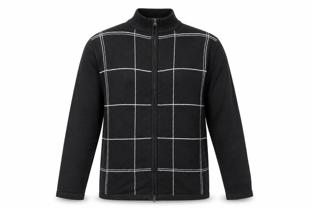 Cedarwood State Mens Multicoloured Check Acrylic Full Zip Sweatshirt Size S