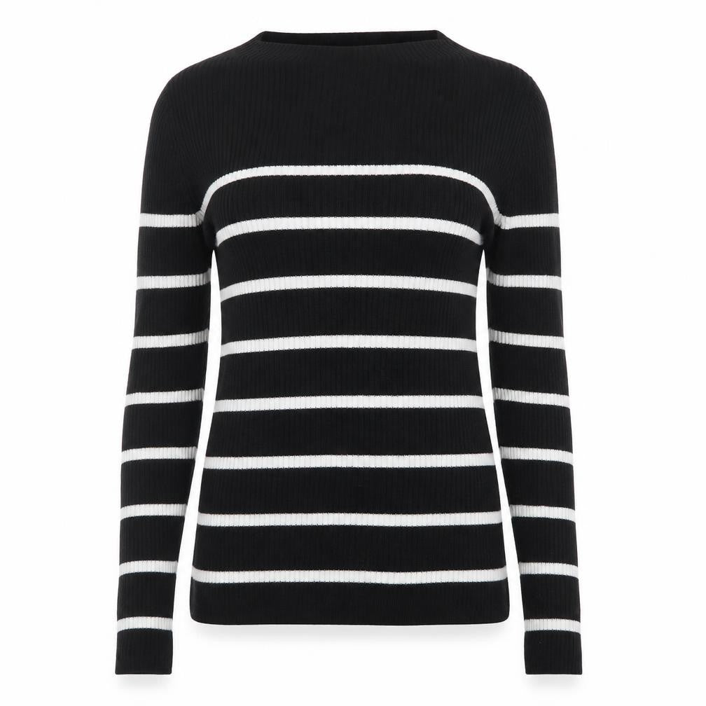 Marks & Spencer Womens Multicoloured Round Neck Striped Acrylic Pullover Jumper Size 6