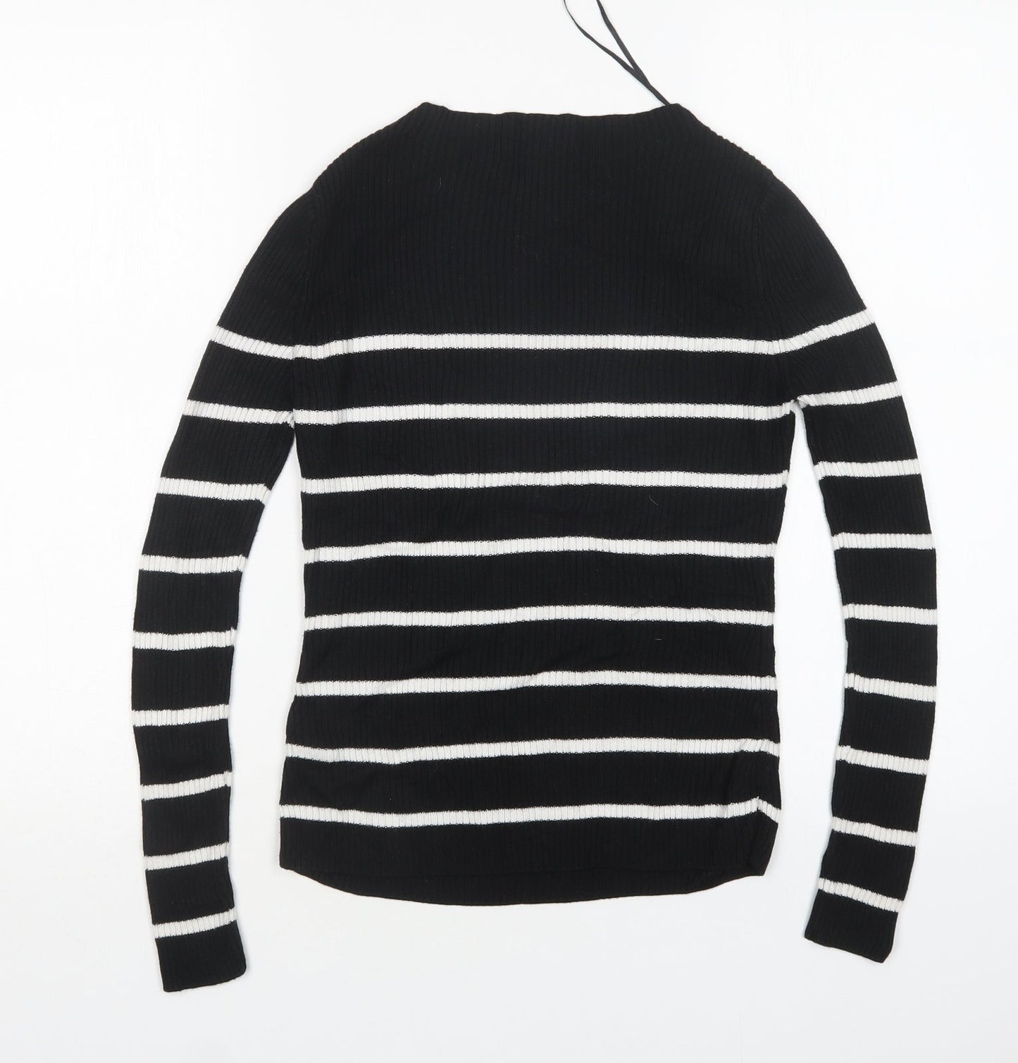 M&S Womens Multicoloured Round Neck Striped Acrylic Pullover Jumper Size 6