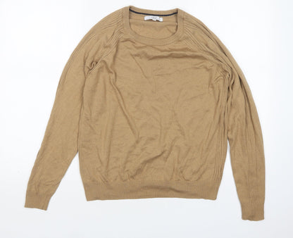 Next Womens Beige Round Neck  Polyester Pullover Jumper Size M