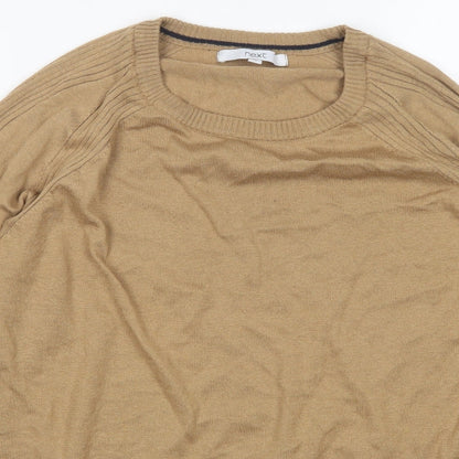 Next Womens Beige Round Neck  Polyester Pullover Jumper Size M