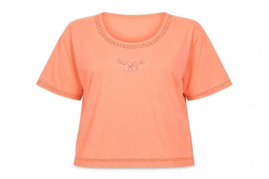Preworn Womens Pink Floral  Basic T-Shirt Size XL Round Neck