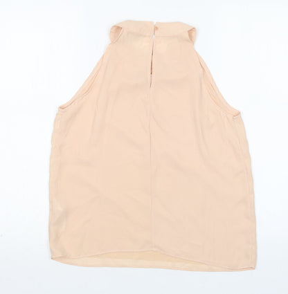 New Look Womens Beige  Polyester Basic Blouse Size 10 Round Neck