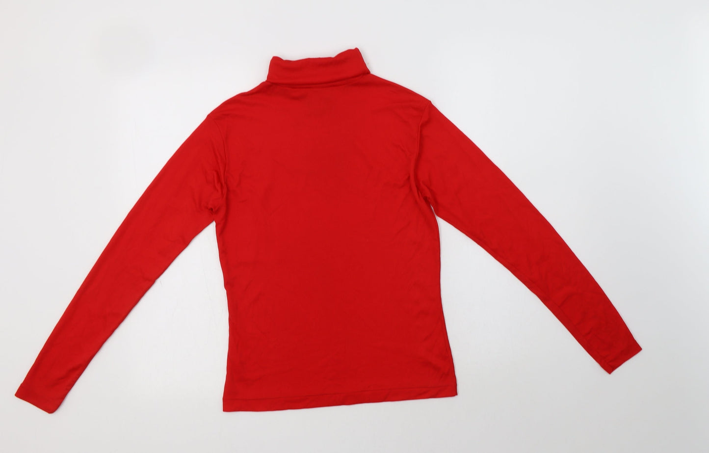 Creations Womens Red  Nylon Basic T-Shirt Size 8 Roll Neck
