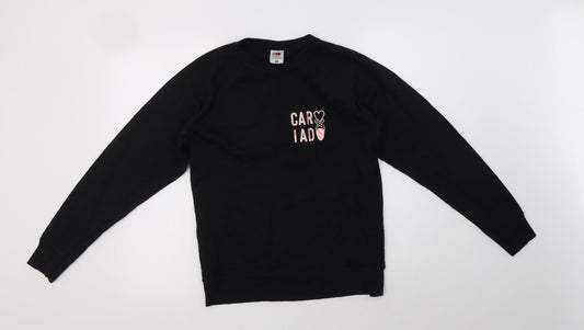 Fruit of the Loom Womens Black  Cotton Pullover Sweatshirt Size S