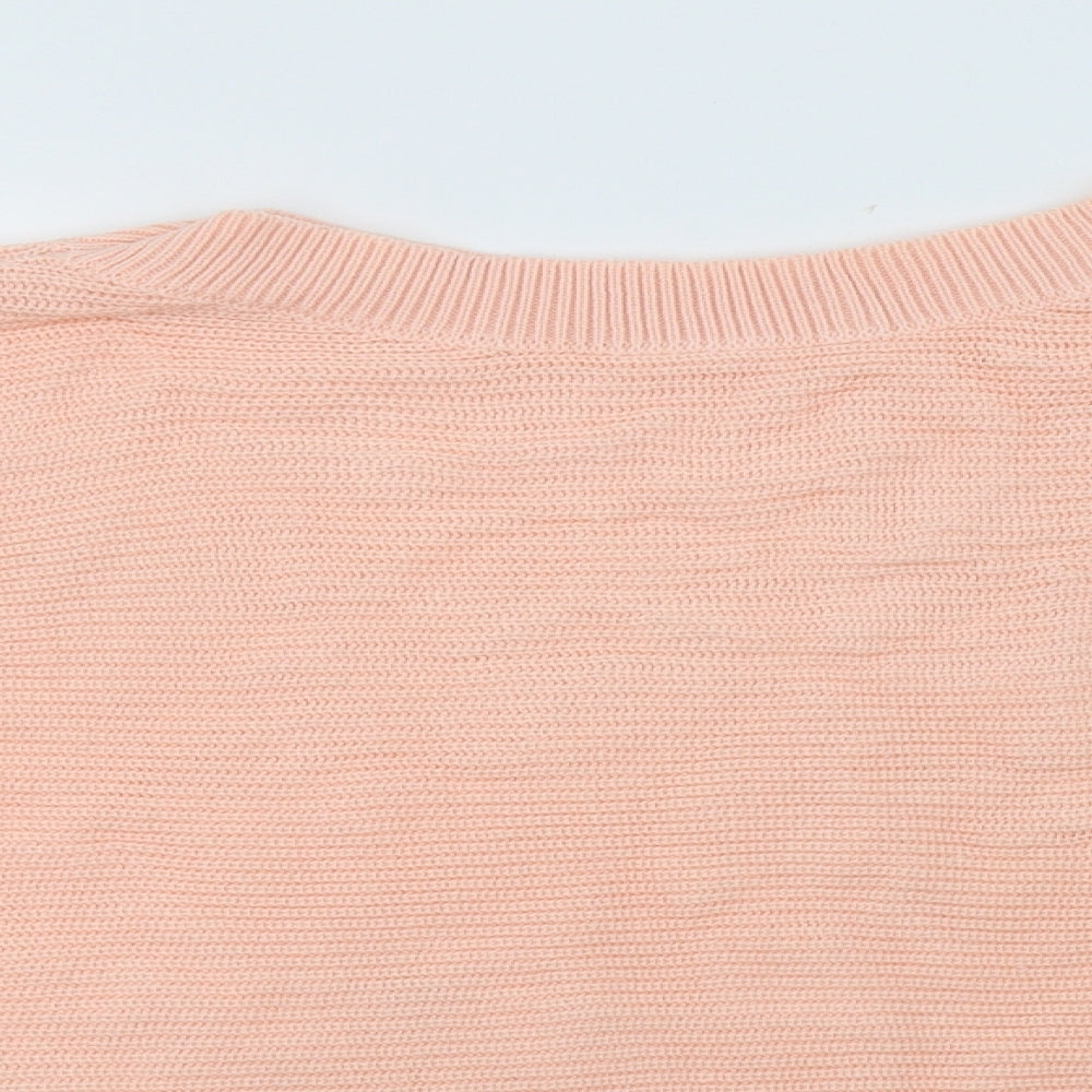 SheIn Womens Pink Boat Neck  Acrylic Pullover Jumper Size L
