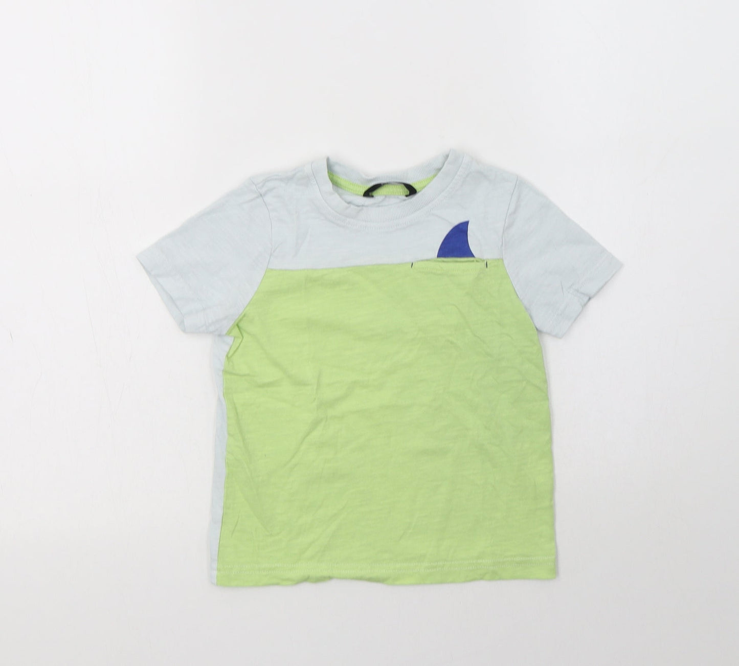 George Boys Blue Colourblock Cotton Basic Polo Size 3-4 Years Crew Neck