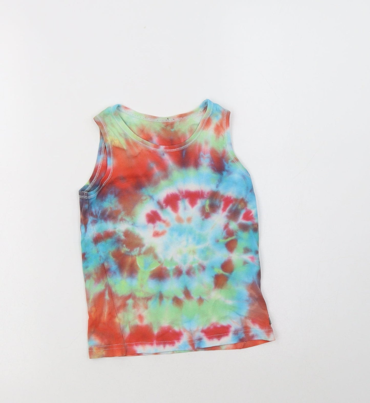 NEXT Girls Multicoloured Batik Cotton Basic Tank Size 5-6 Years Round Neck
