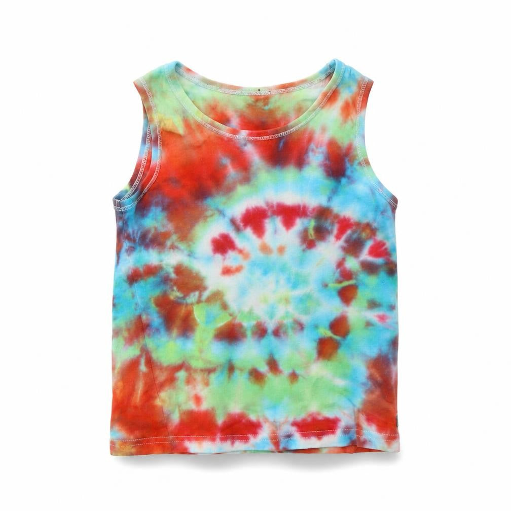 NEXT Girls Multicoloured Batik Cotton Basic Tank Size 5-6 Years Round Neck