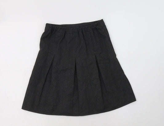 George Girls Grey  Polyester A-Line Skirt Size 8-9 Years  Regular Button - School Wear