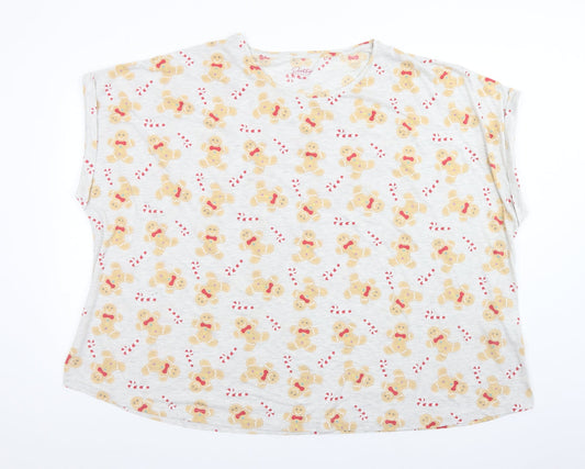 PRETTY SECRETS Womens Grey Solid Polyester  Pyjama Top Size 34   - GINGERBREAD MEN. CANDY CANES