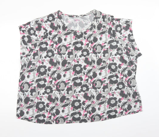 PRETTY SECRETS Womens Multicoloured Floral Polyester Basic T-Shirt Size 34 Round Neck