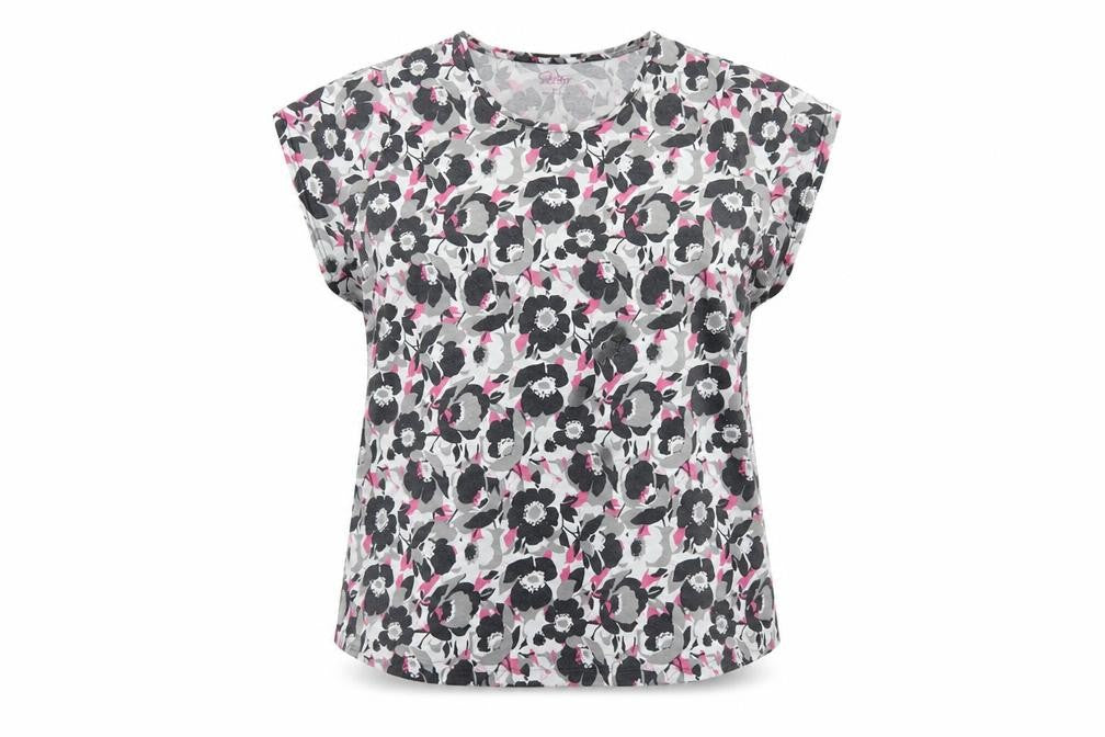 PRETTY SECRETS Womens Multicoloured Floral Polyester Basic T-Shirt Size 34 Round Neck