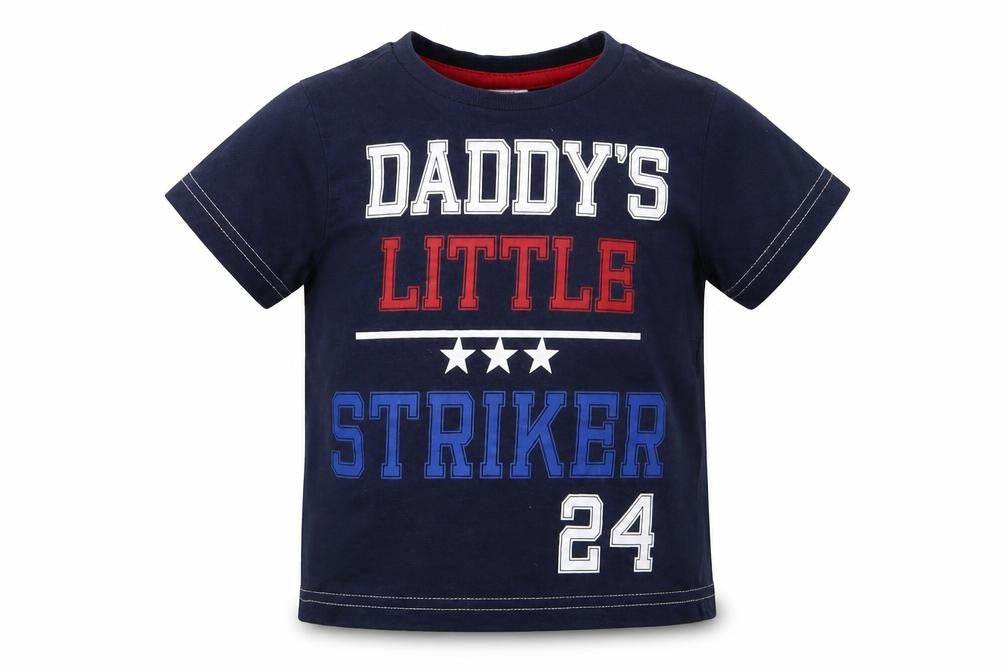 F&F Boys Blue  Cotton Basic T-Shirt Size 12-18 Months Crew Neck  - DADDY'S LITTLE STRIKER