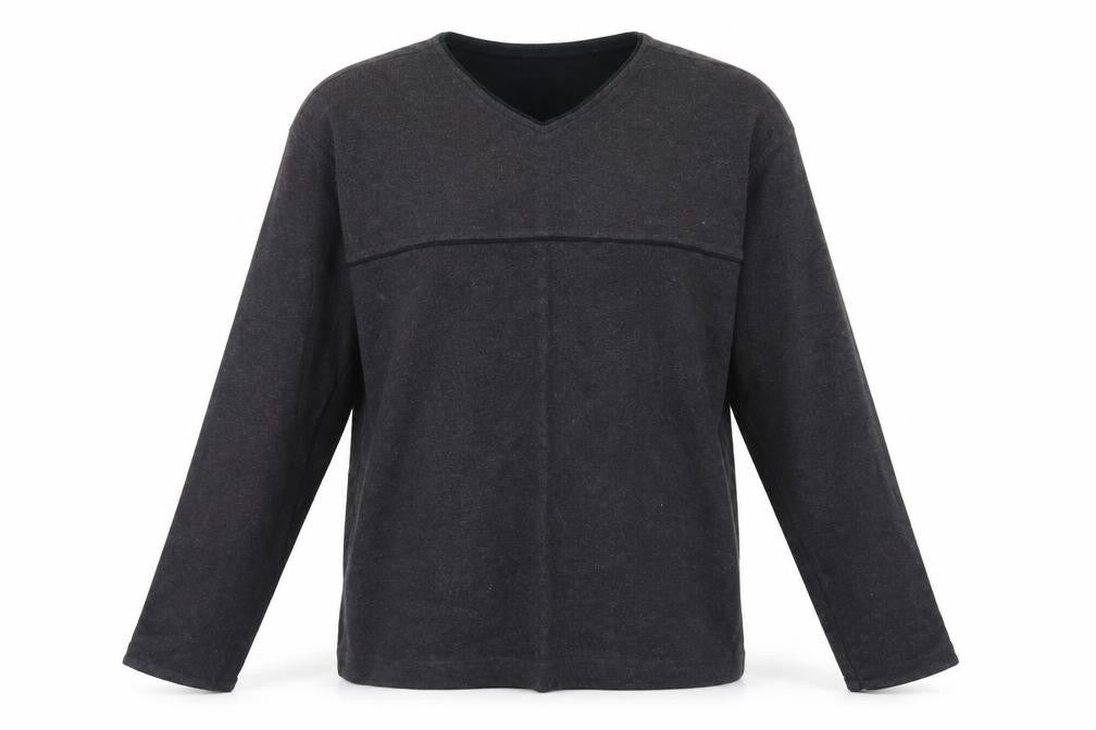 TNX Mens Grey V-Neck  Cotton Pullover Jumper Size L
