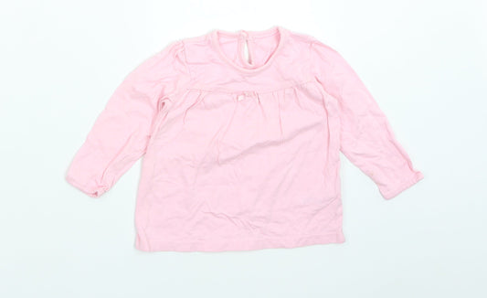 George Girls Pink  Cotton Basic T-Shirt Size 9-12 Months Crew Neck