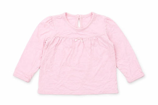 George Girls Pink  Cotton Basic T-Shirt Size 9-12 Months Crew Neck