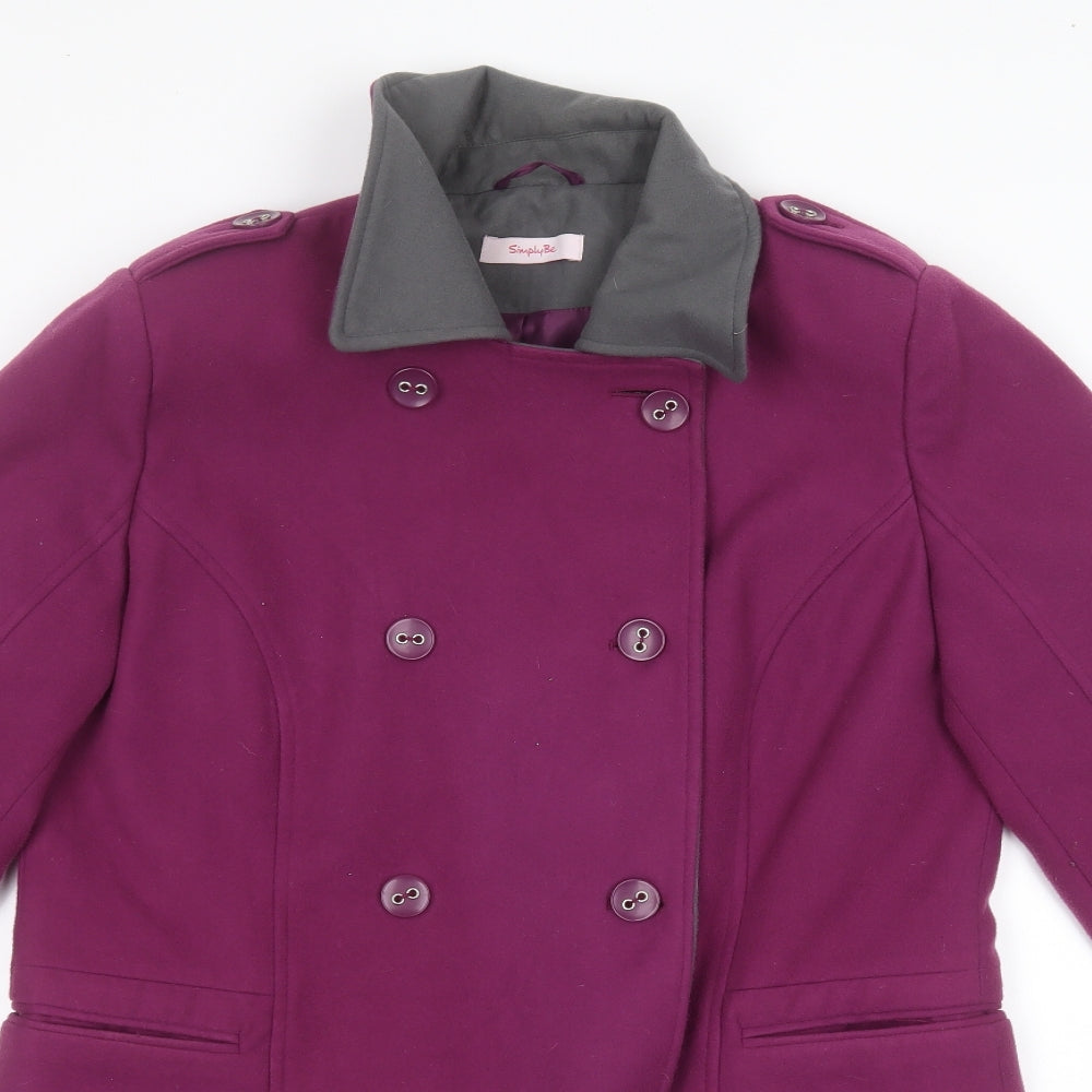 Simply Be Womens Pink   Overcoat Coat Size 14