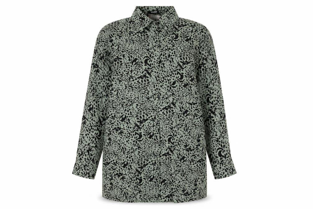 Missguided Womens Brown Animal Print Polyester Basic Button-Up Size 6 Collared