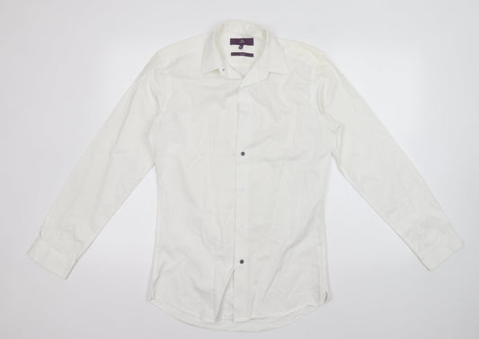 NEXT Mens White  Cotton  Button-Up Size 14.5 Collared