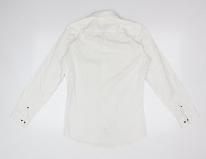 Next Mens White  Cotton  Button-Up Size 14.5 Collared