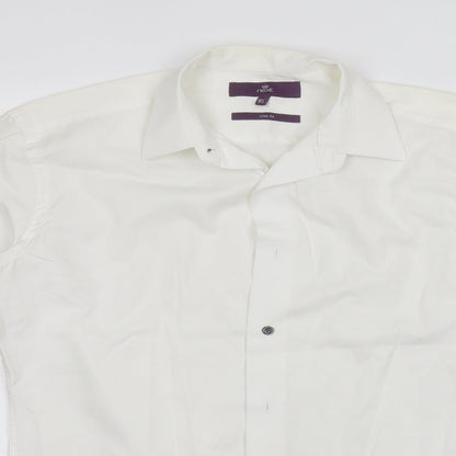Next Mens White  Cotton  Button-Up Size 14.5 Collared