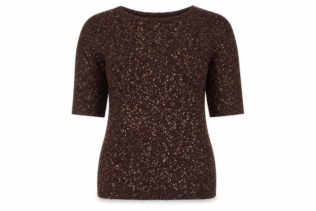 Oasis Womens Gold Round Neck  Acrylic Pullover Jumper Size XS