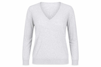 Warehouse Womens Grey V-Neck  Cotton Pullover Jumper Size 10