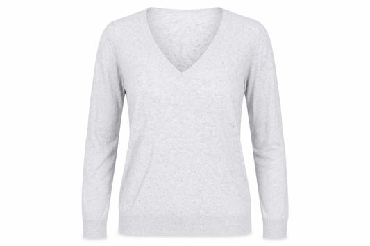 Warehouse Womens Grey V-Neck  Cotton Pullover Jumper Size 10
