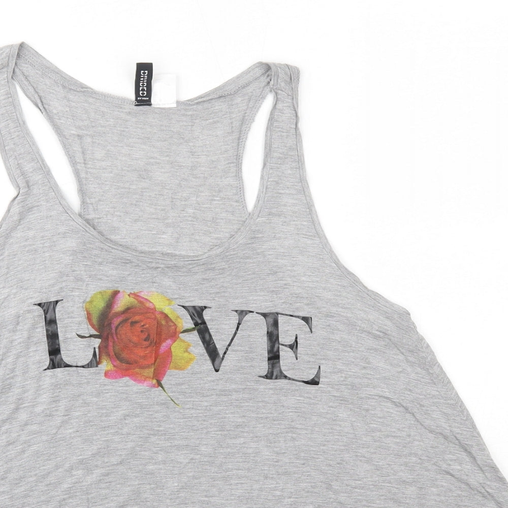 H&M Womens Grey  Viscose Basic Tank Size 12 Round Neck - Love