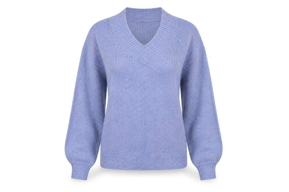 George Womens Blue V-Neck  Acrylic Pullover Jumper Size S