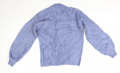 George Womens Blue V-Neck  Acrylic Pullover Jumper Size S