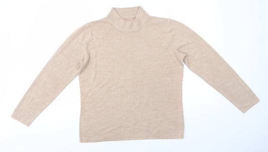 Preworn Womens Beige High Neck  Acrylic Pullover Jumper Size M